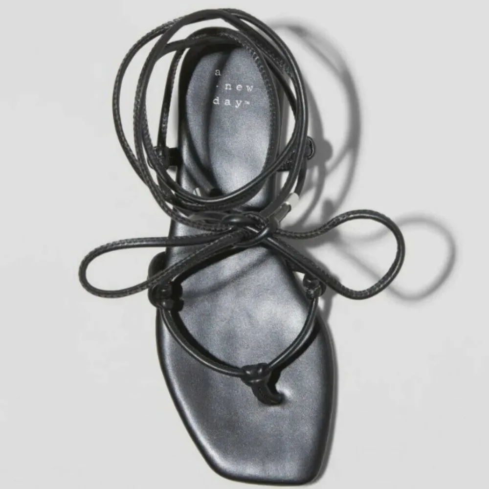 A new day Melrose Black Lace Up Sandals - Picture 3 of 7